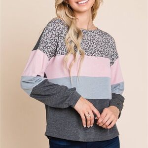 NWT: animal print color block tip